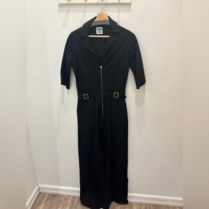 Donna Ida Black Jumpsuit with Gold Zipper